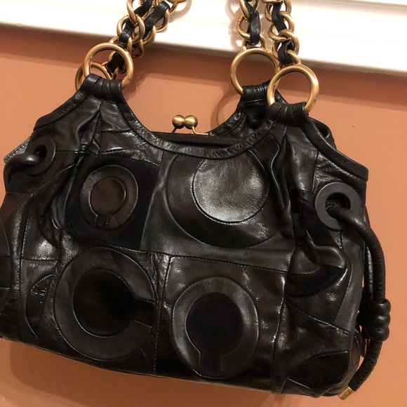 Authentic Coach Genuine leather and suede beautiful C pattern handbag - Picture 1 of 16